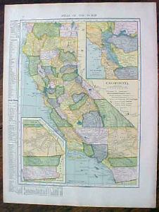 1904 Map Arizona California Antique