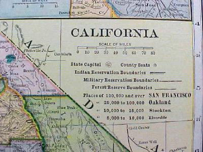 1904 Map Arizona California Antique