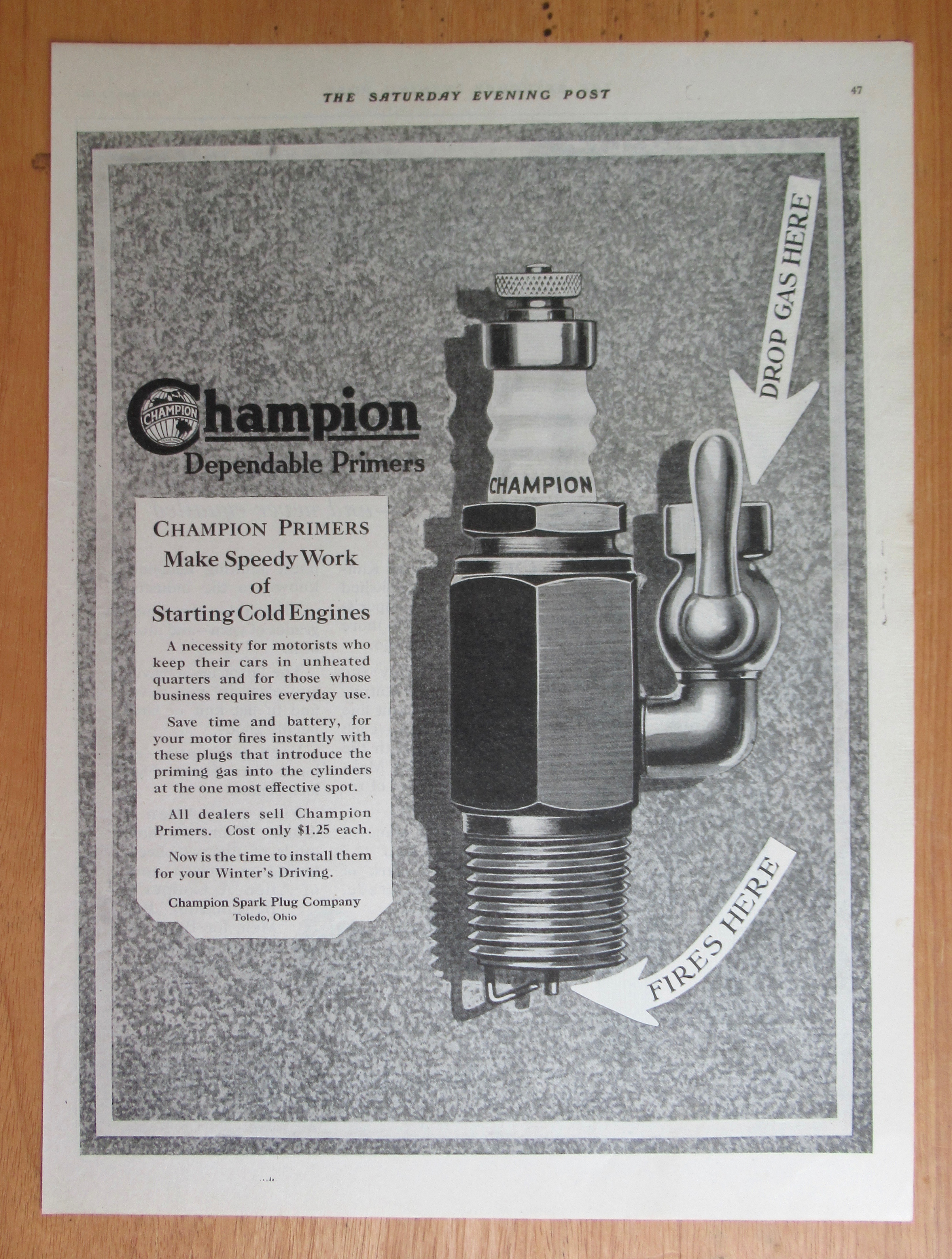 1921 Champion Spark Plugs with the Spark Plug