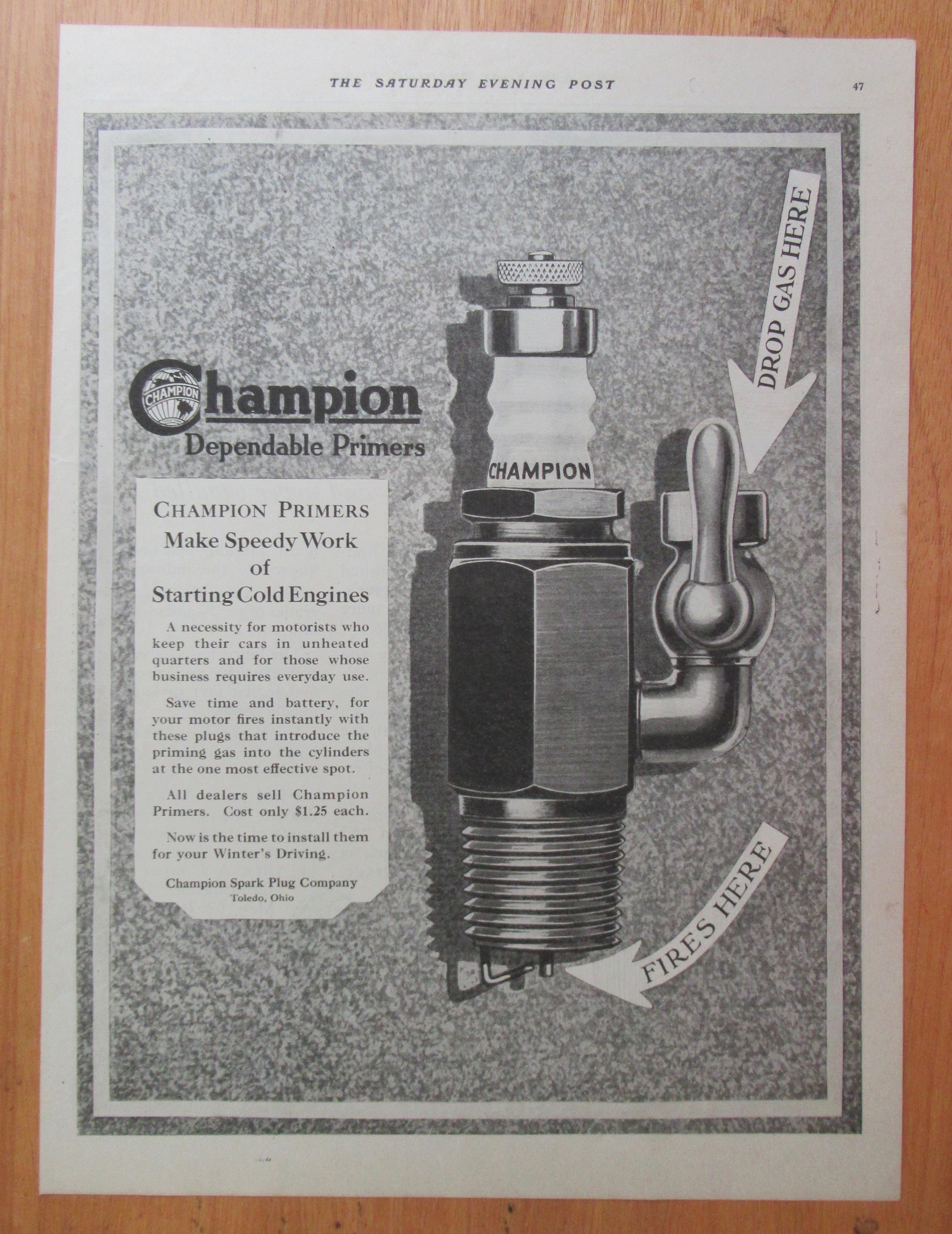 1921 Champion Spark Plugs with the Spark Plug