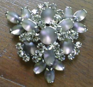 Large Rhinestone Brooch Pin Irridescent Unusual