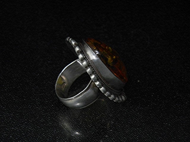 Baltic Amber Honey Color Sterling Silver Ring