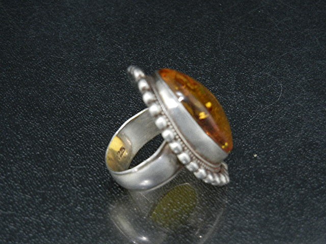Baltic Amber Honey Color Sterling Silver Ring