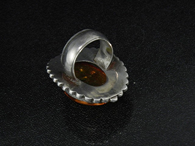 Baltic Amber Honey Color Sterling Silver Ring