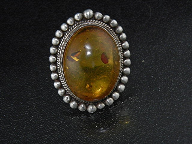 Baltic Amber Honey Color Sterling Silver Ring