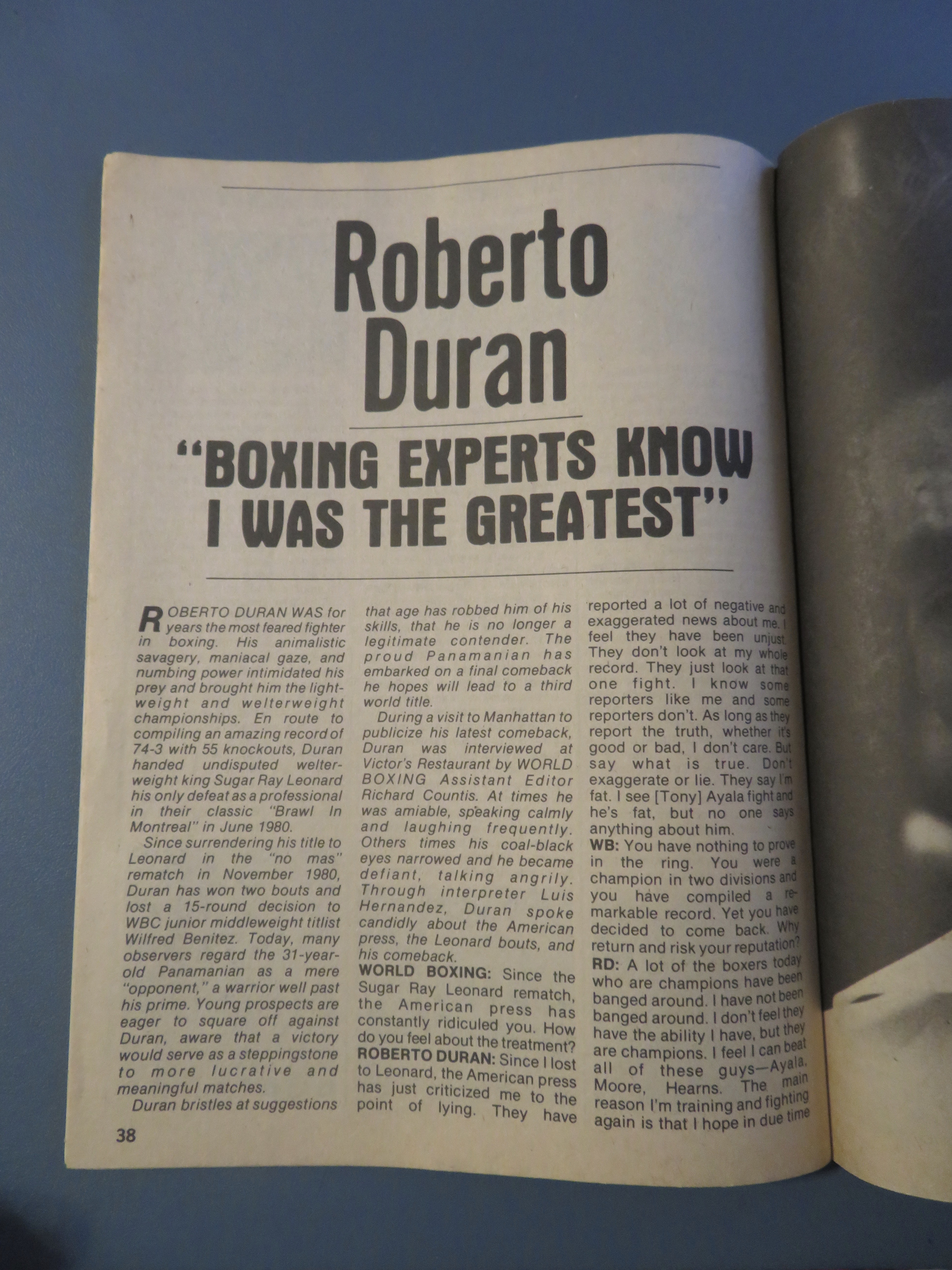 World Boxing Magazine November 1982 Sugar Ray Leonard