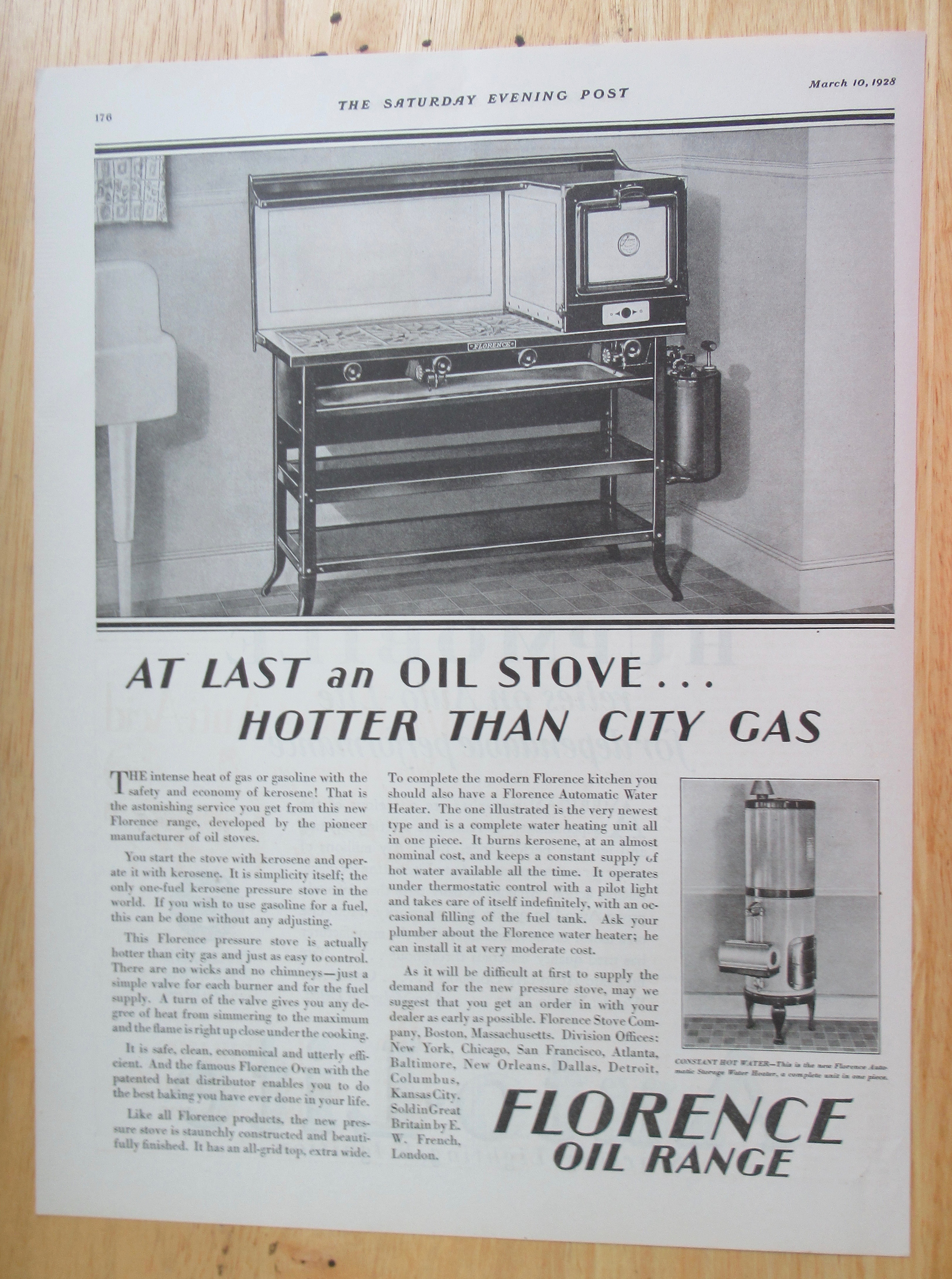 1928 Florence Oil Range with an Oil Stove