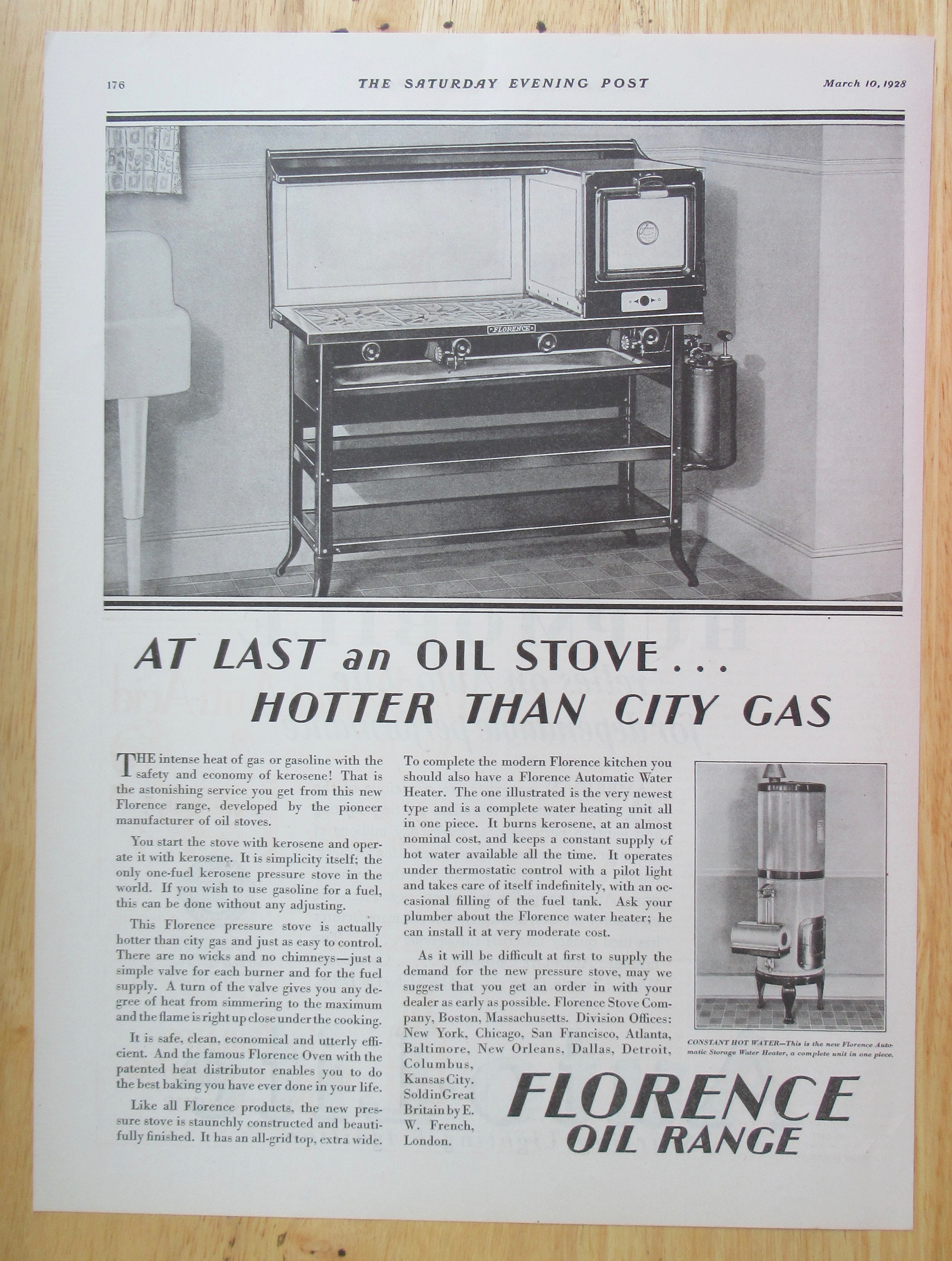 1928 Florence Oil Range with an Oil Stove