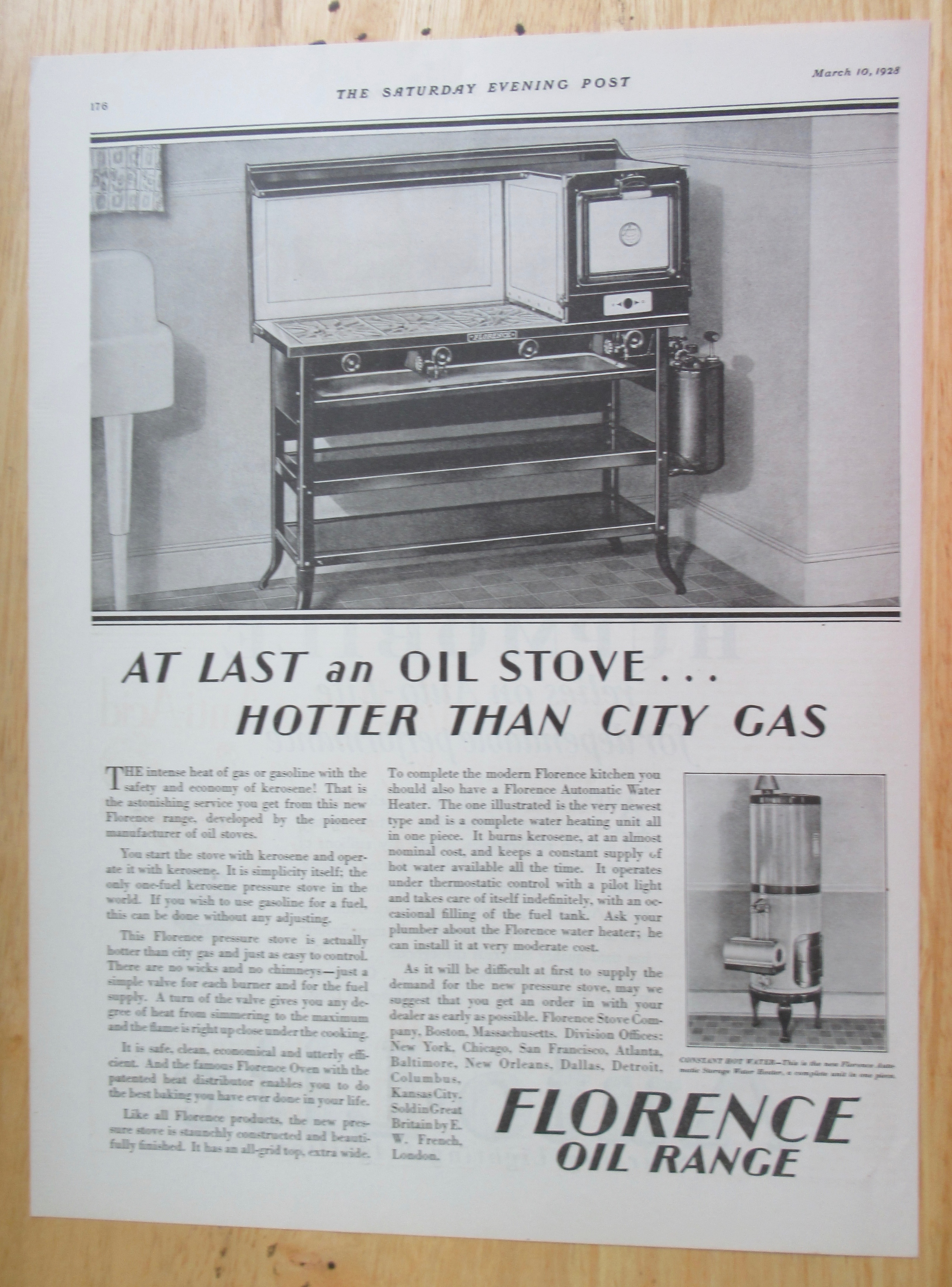 1928 Florence Oil Range with an Oil Stove