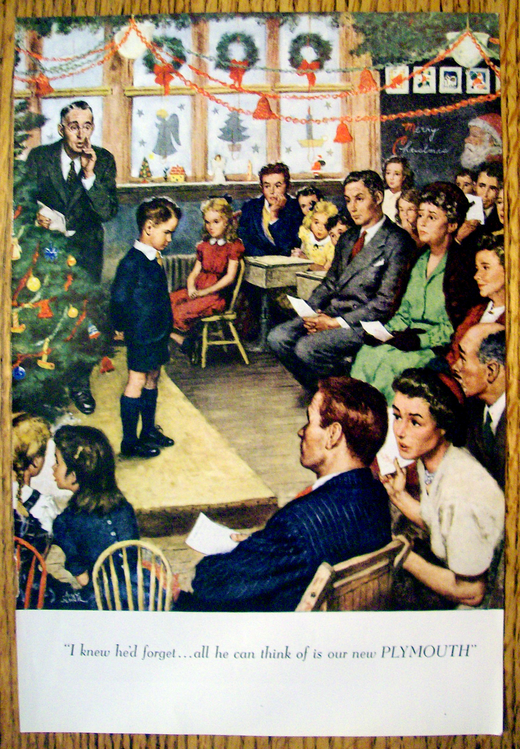 1948 Plymouth with Boy & Christmas Program