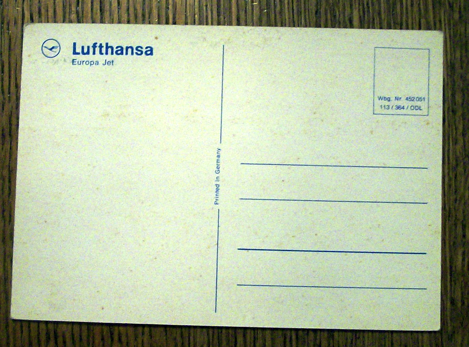 Lufthansa Postcard (Europa Jet)