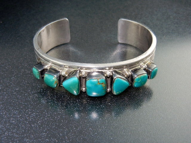 Ray Bennett Sterling Silver Turquoise Bracelet Navajo