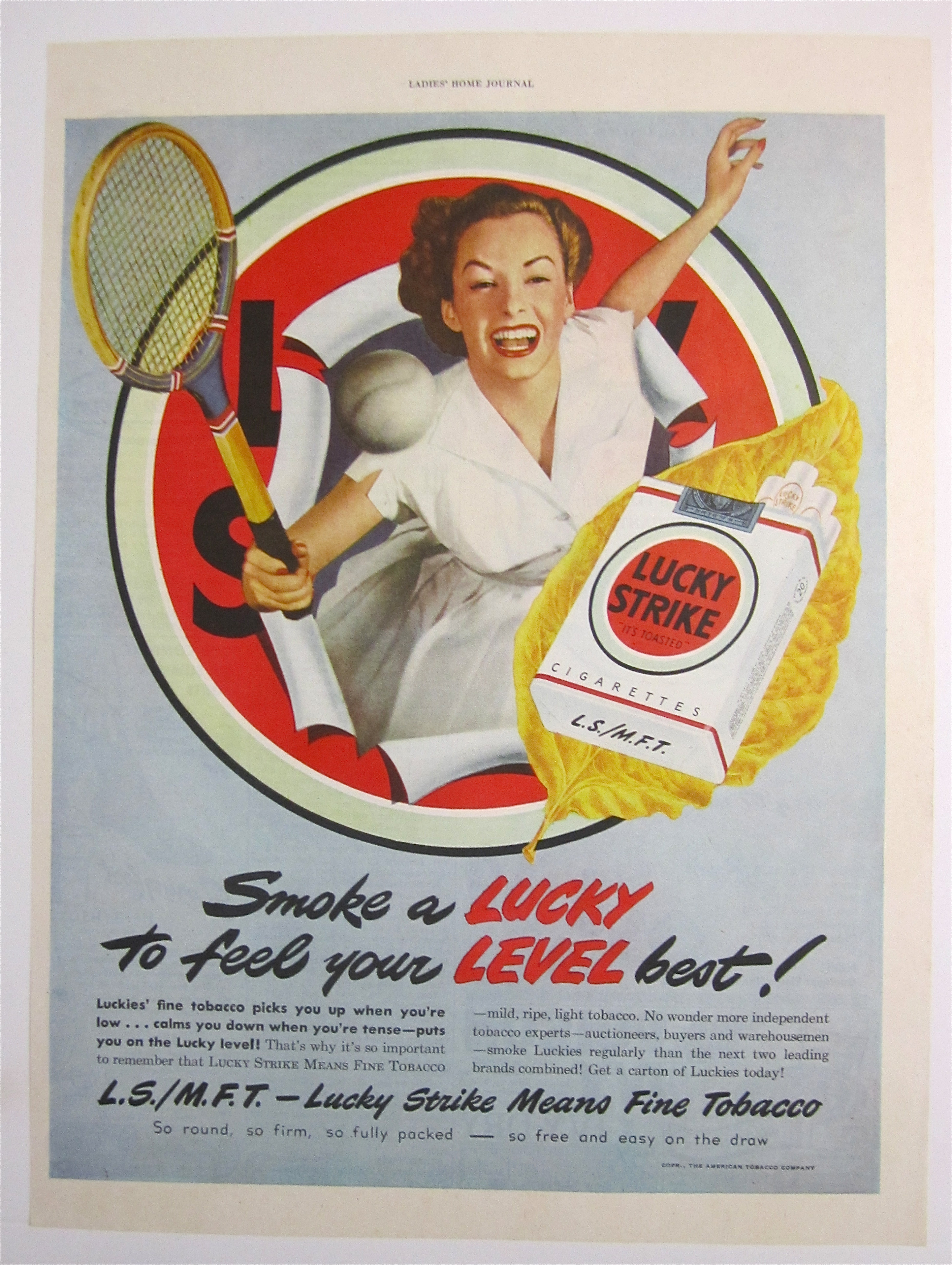 1949 Lucky Strike Cigarettes with Woman Tennis Player