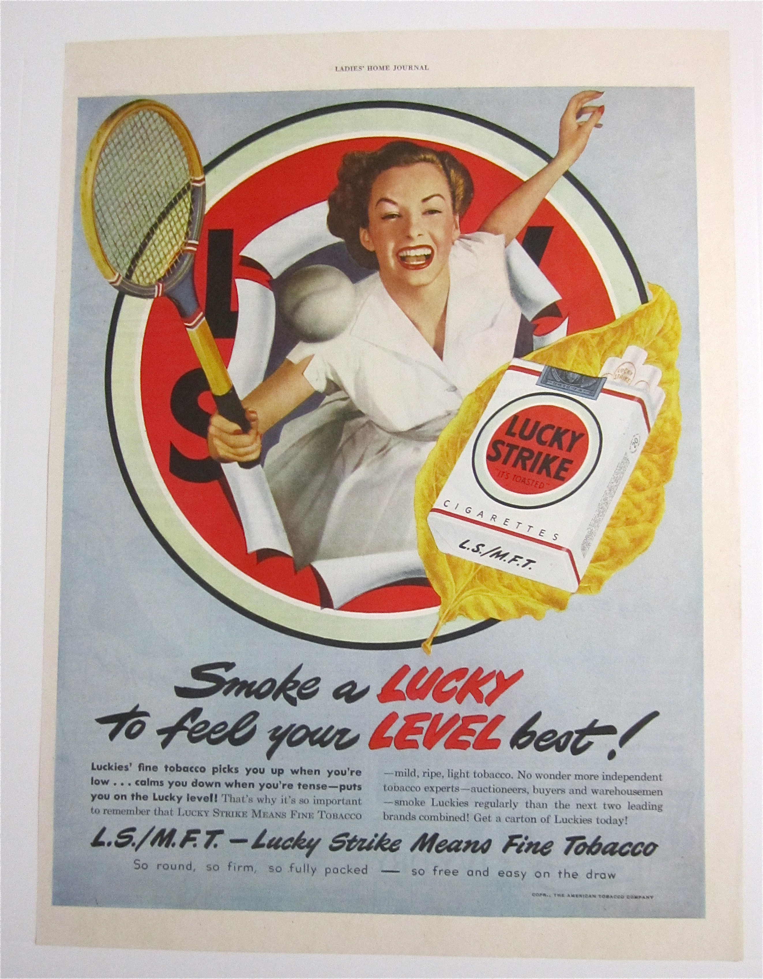 1949 Lucky Strike Cigarettes with Woman Tennis Player