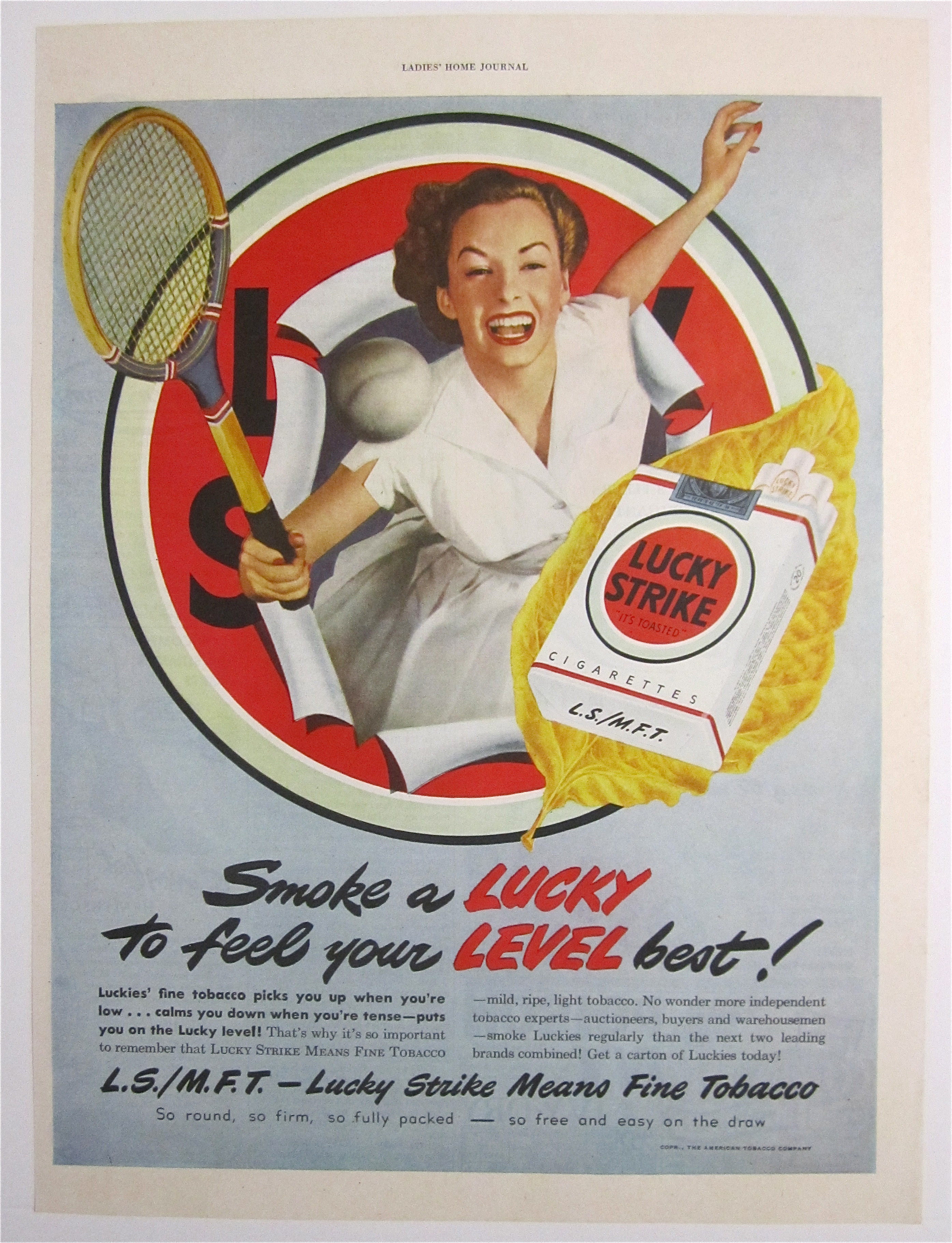 1949 Lucky Strike Cigarettes with Woman Tennis Player