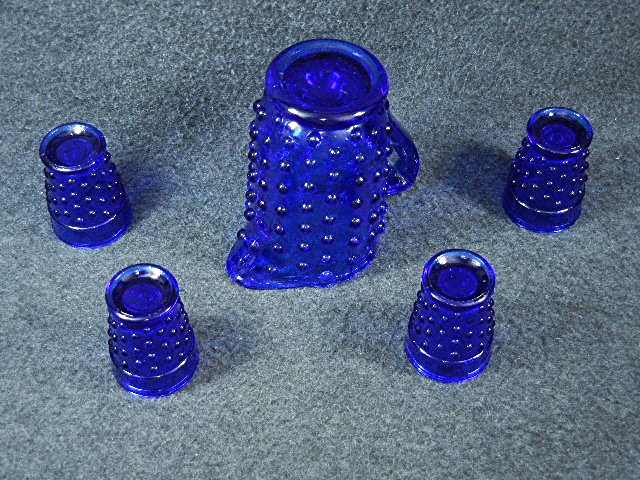 Cobalt Blue Hobnail Glass Childs Lemonade Set
