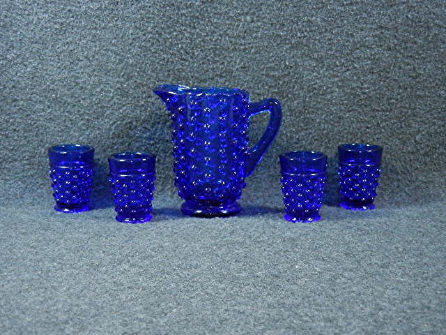 Cobalt Blue Hobnail Glass Childs Lemonade Set