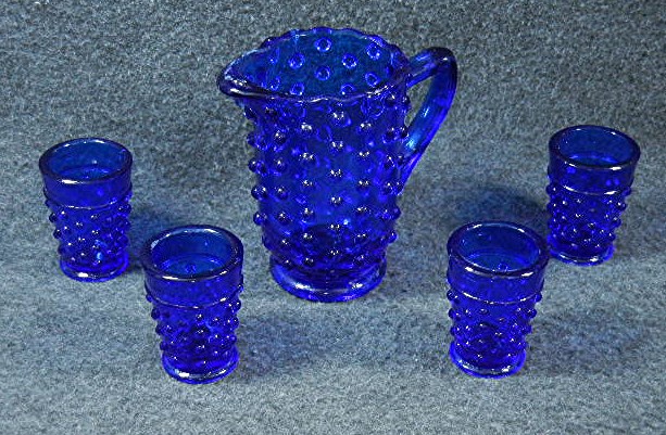 Cobalt Blue Hobnail Glass Childs Lemonade Set