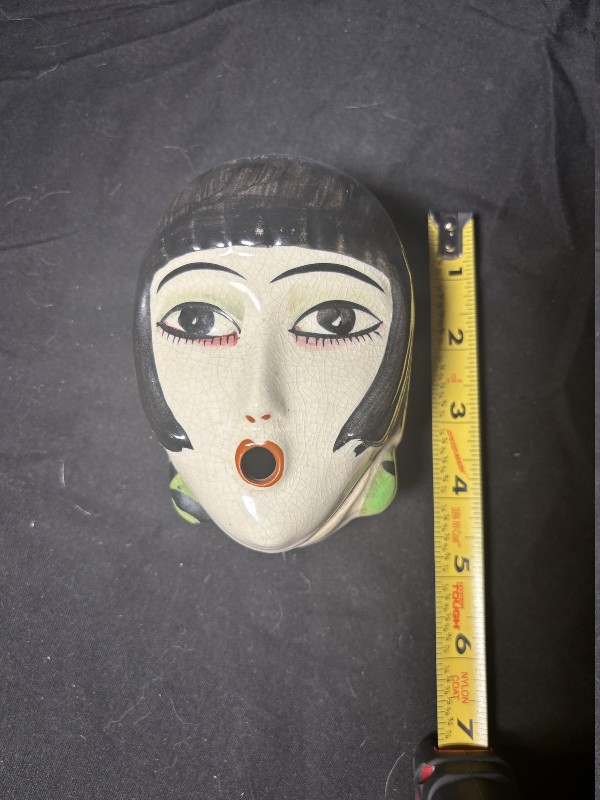 Vintage Art Deco Ceramic Flapper Girl Box Pre-War Japan 1930s Vanity Novelty