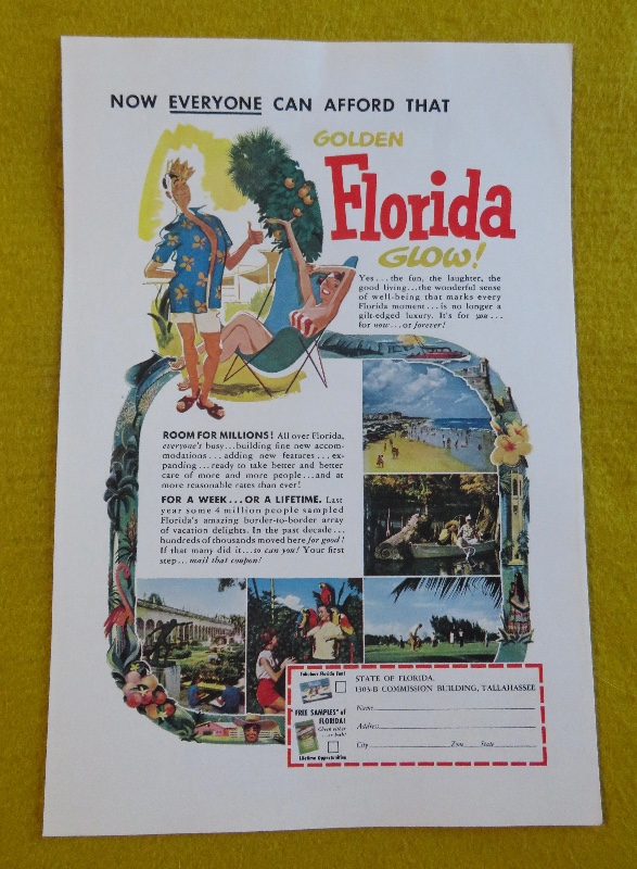 1953 Golden Florid Glow with Man Standing While a Woman Sits in a Chair