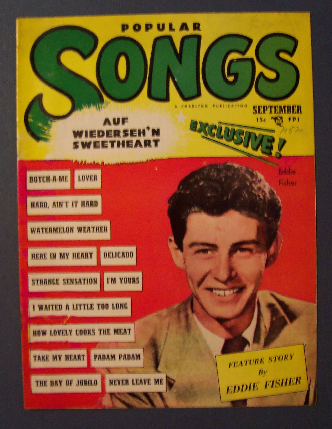 Popular Songs Magazine - Sept 1952 - Eddie Fisher Cover