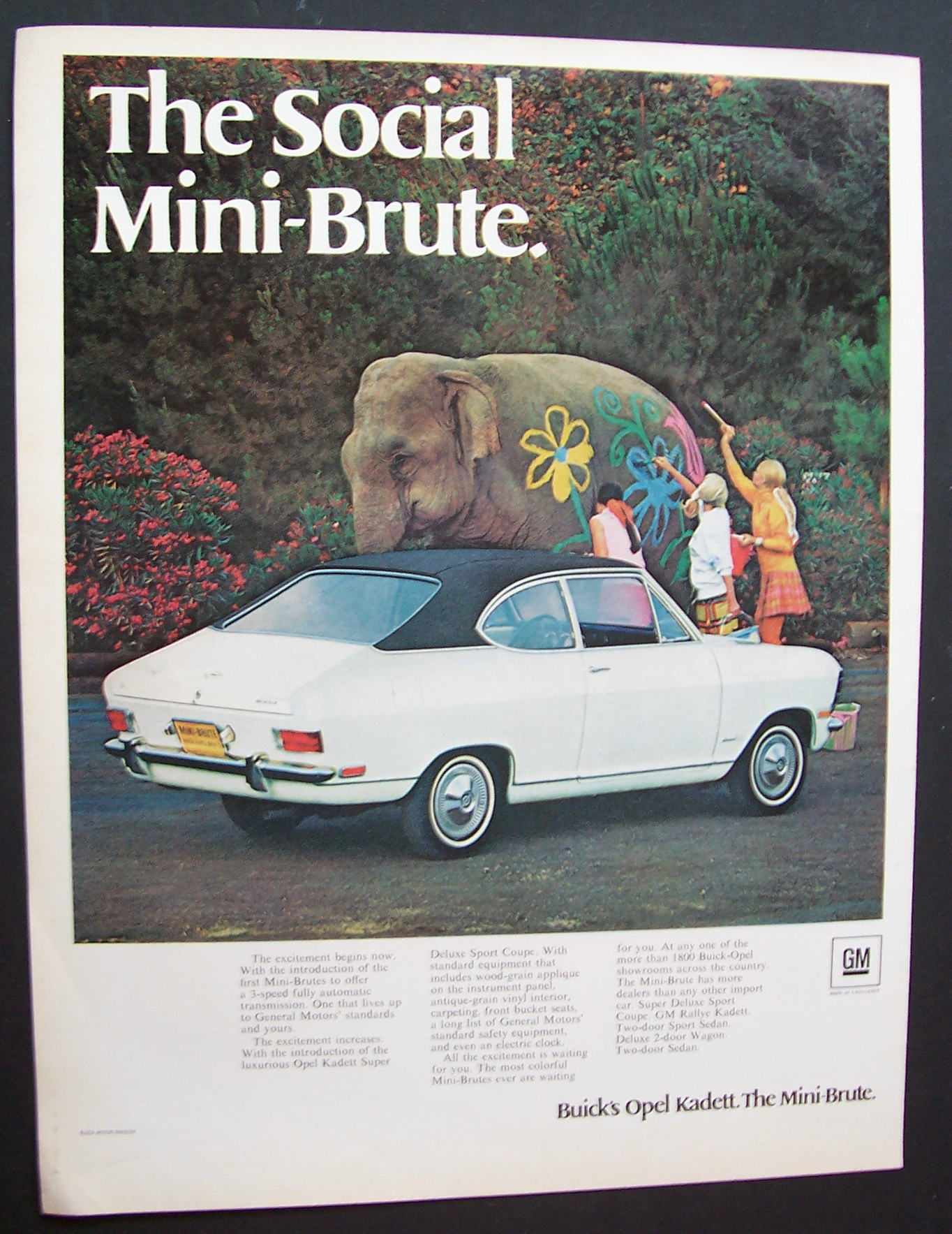 1968 Buick Opel Kadett with Girls Painting An Elephant