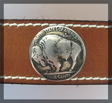 Buffalo Nickels Silver Leather Hat Band