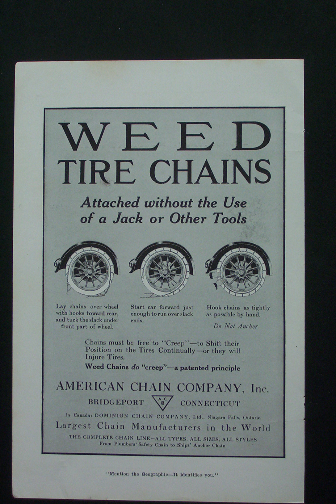 1917 American Chain Company with Tire Chains