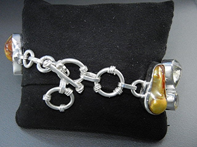 Biwa Pearls Lemon Quartz Sterling Silver Bracelet