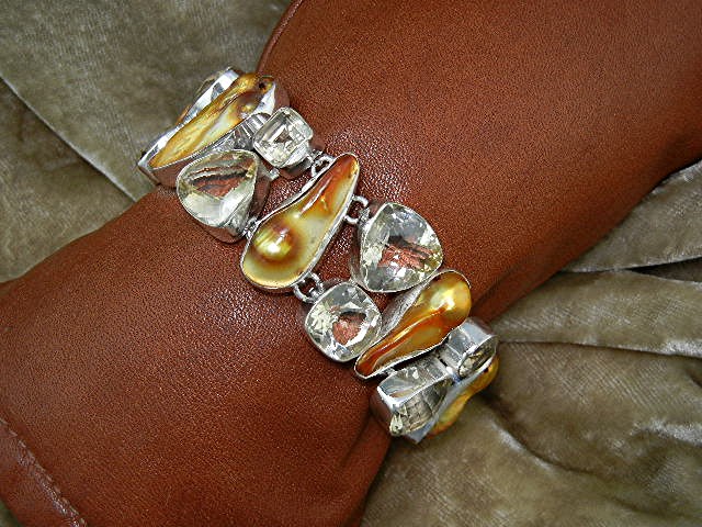 Biwa Pearls Lemon Quartz Sterling Silver Bracelet