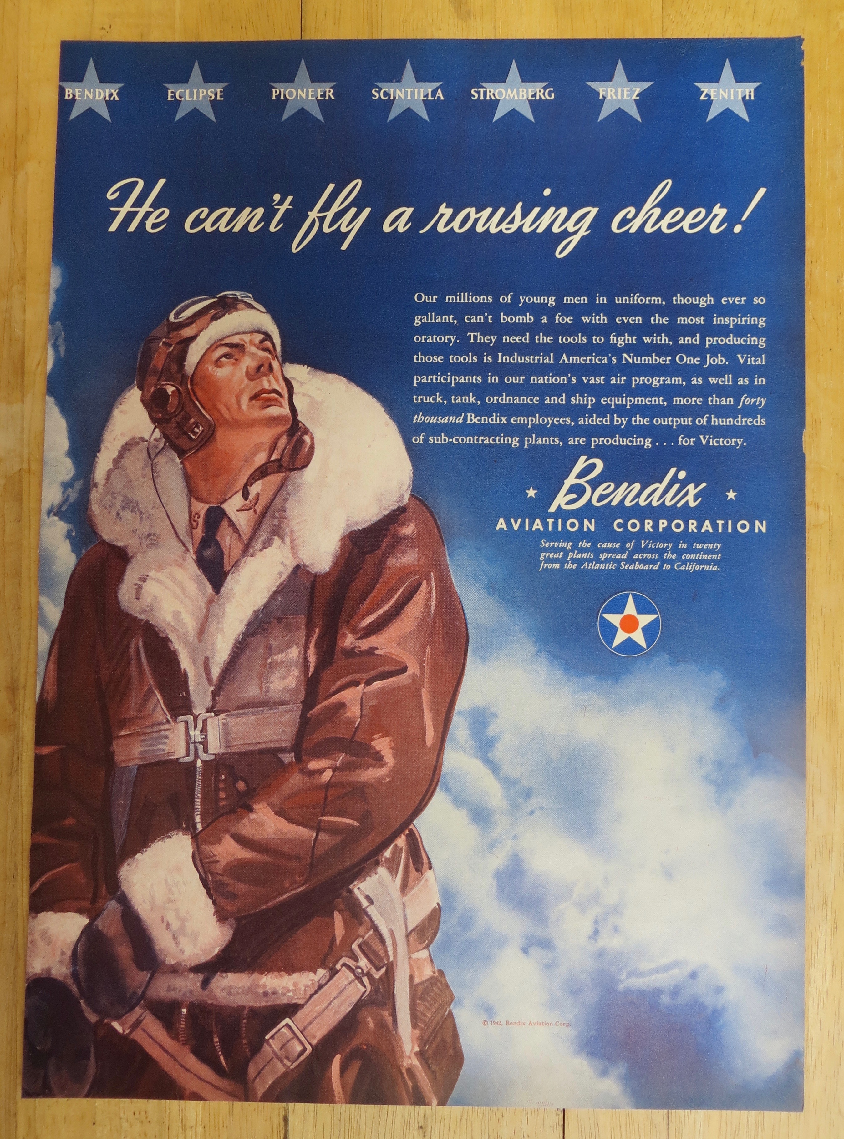 1942 Bendix Aviation with Pilot Looking at the Sky