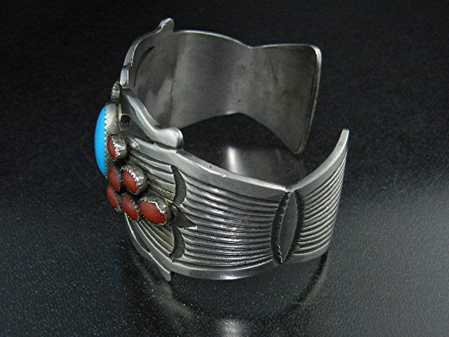 Rick Martinez Coral Turquoise Sterling Silver Bracelet