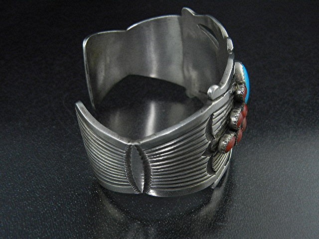 Rick Martinez Coral Turquoise Sterling Silver Bracelet