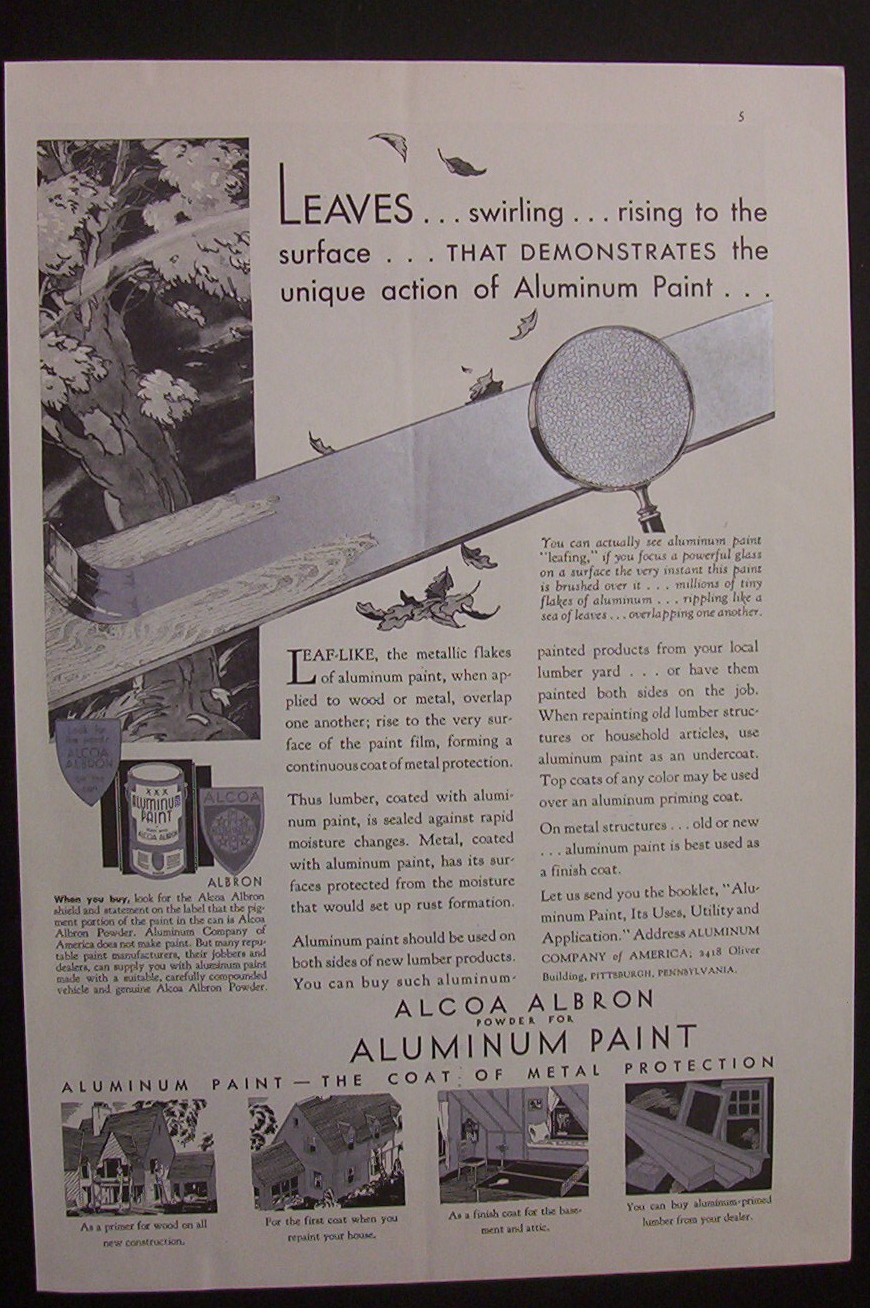 1933  Alcoa  Albron  Aluminum  Paint
