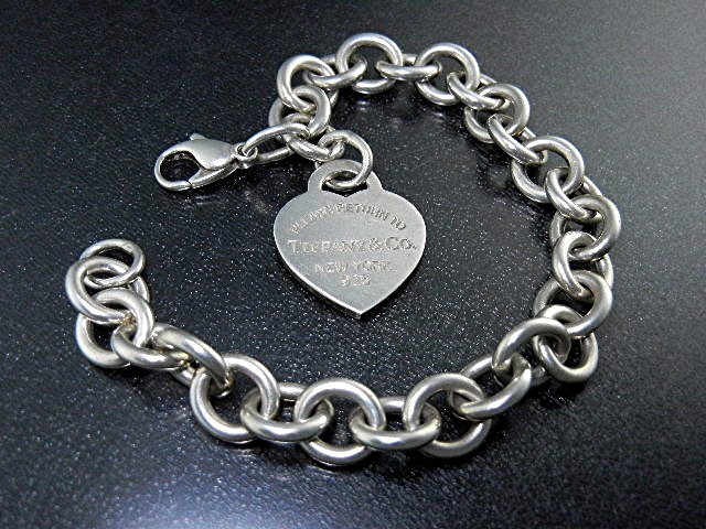 Tiffany Sterling Silver Link Bracelet Heart Charm