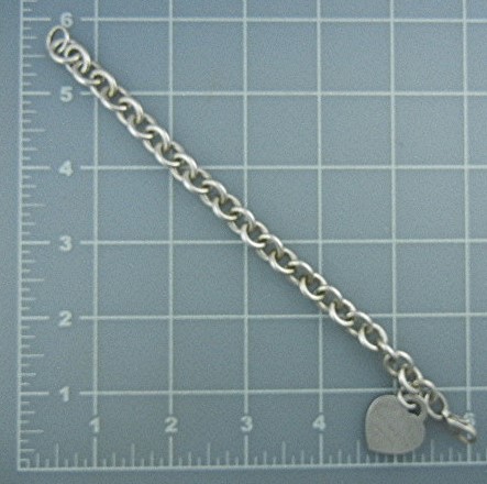 Tiffany Sterling Silver Link Bracelet Heart Charm