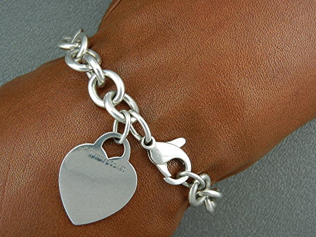Tiffany Sterling Silver Link Bracelet Heart Charm