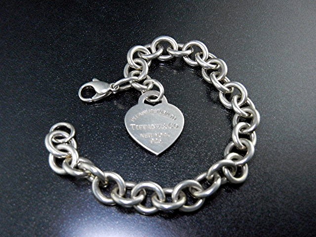 Tiffany Sterling Silver Link Bracelet Heart Charm