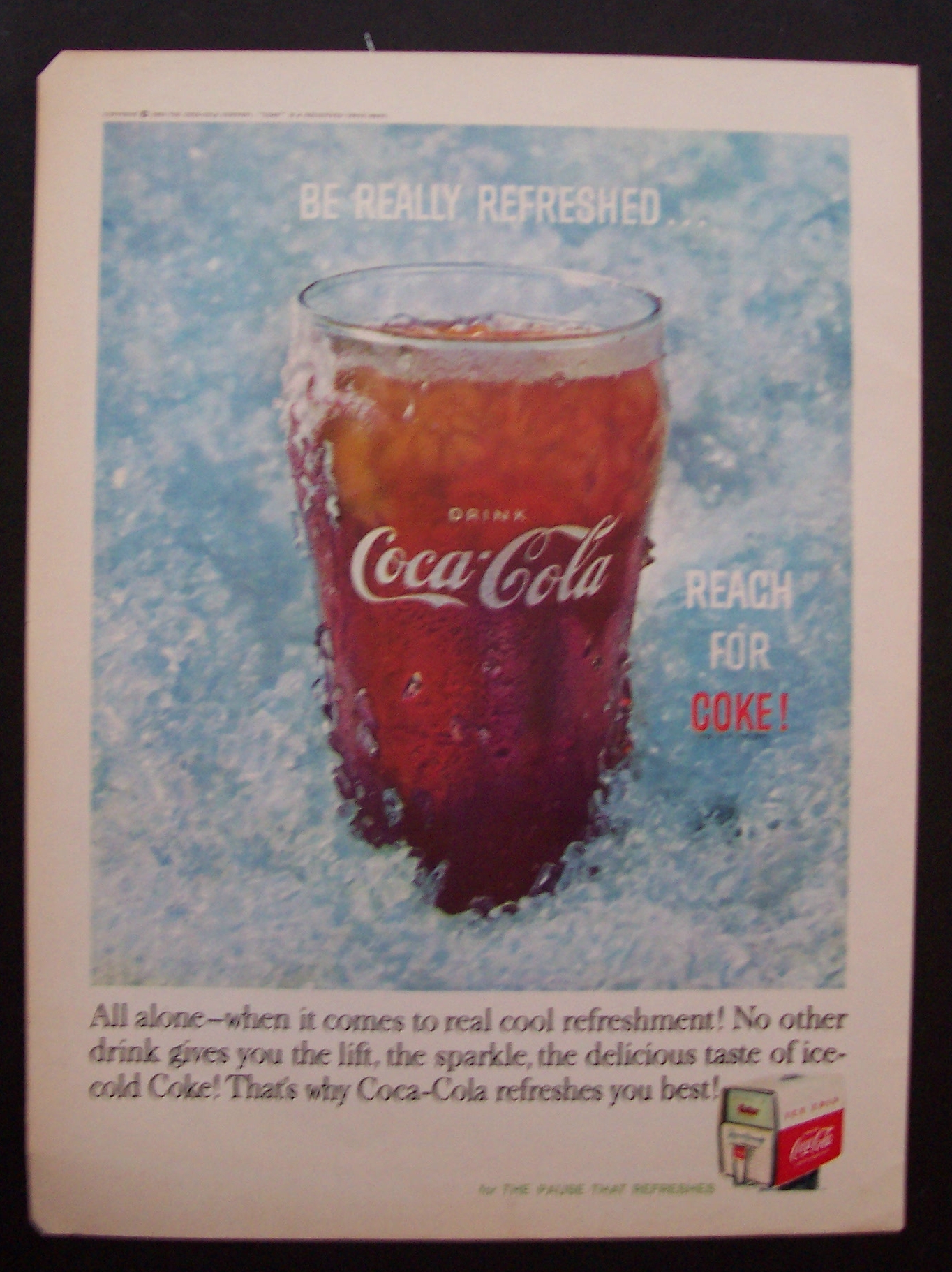 1960 Coca-Cola (Coke) w/Glass of Coke Surrounded By Ice