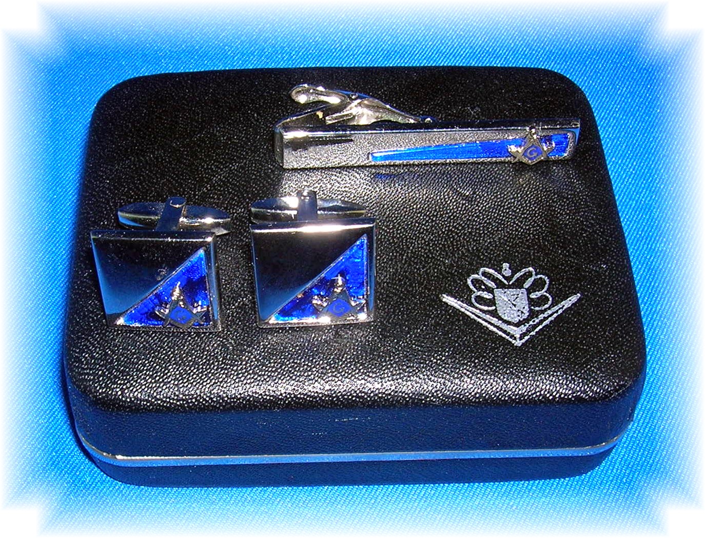 MASONIC Tie Clip and Cuff Links Original FOSTER Box