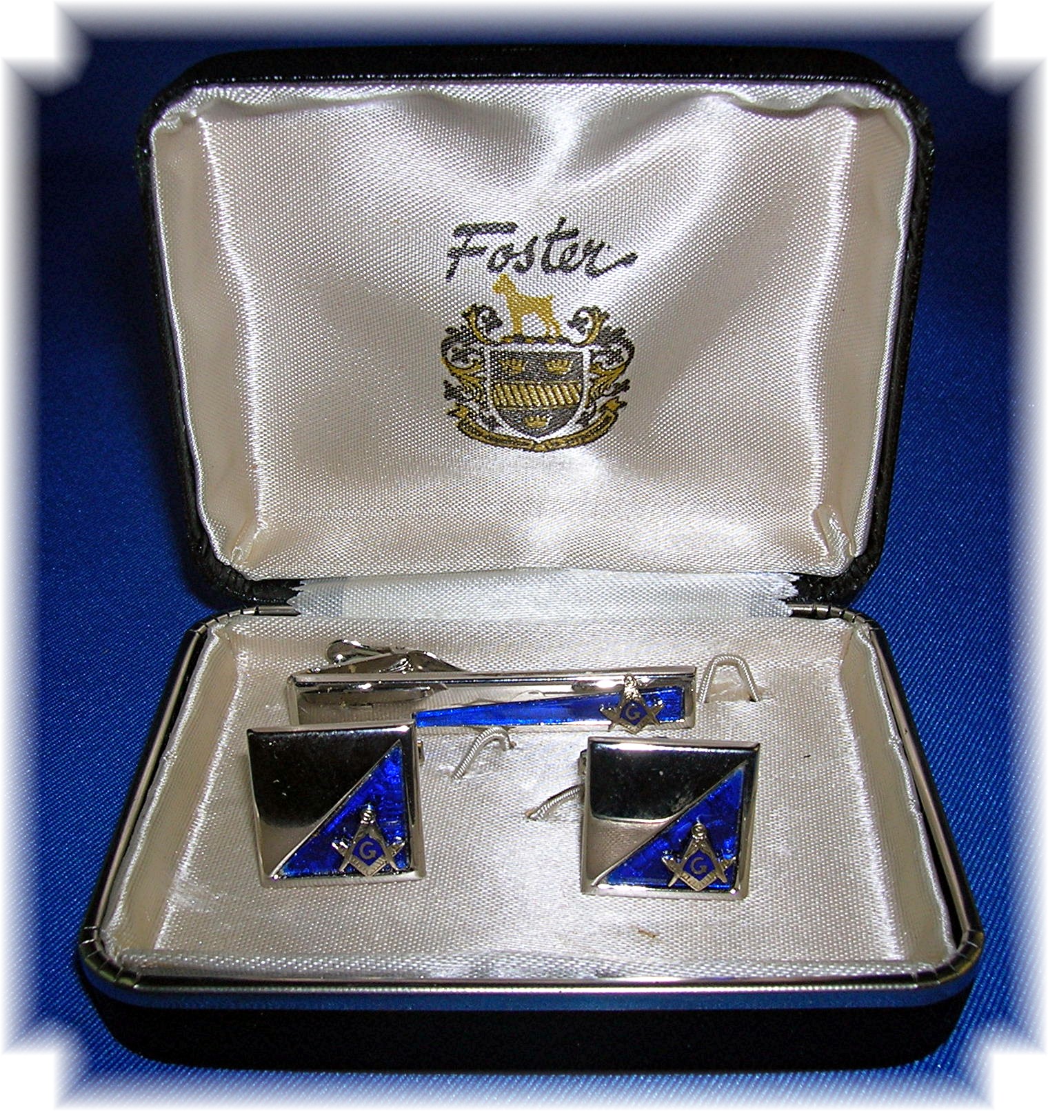 MASONIC Tie Clip and Cuff Links Original FOSTER Box