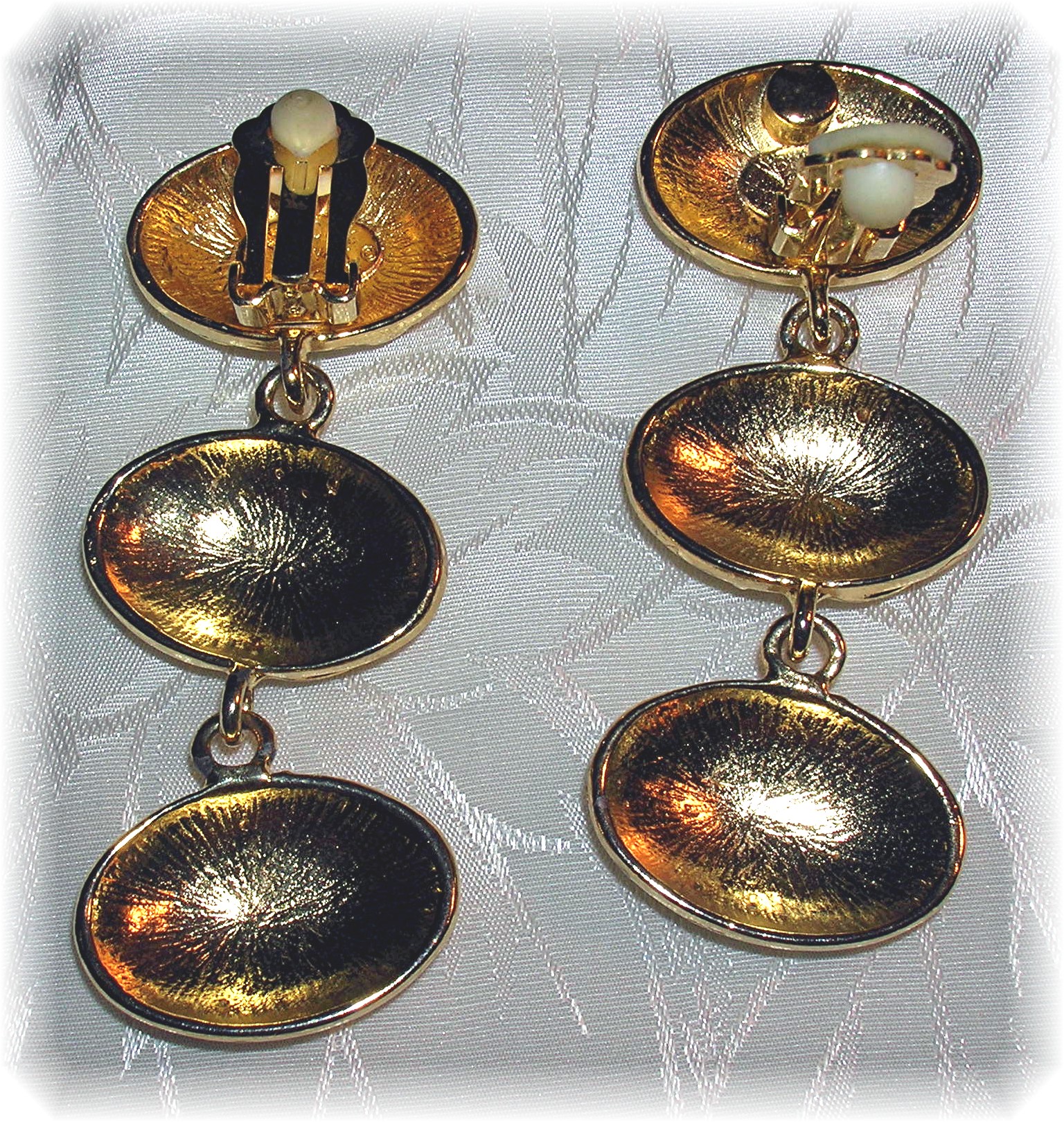 2 1/2 Inch Rhinestone Dangly BIJOUX Clip Earrings