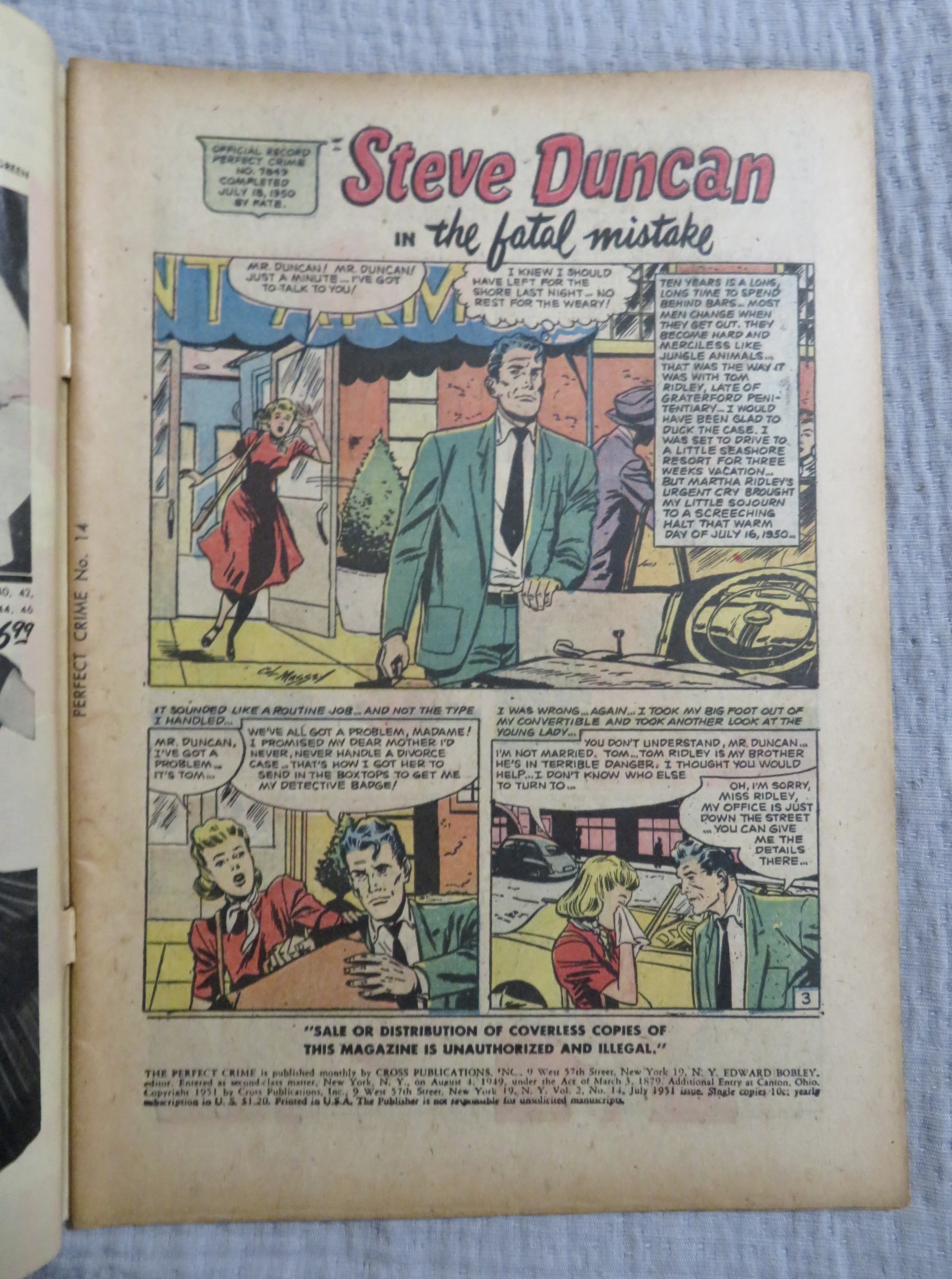 The Perfect Crime Comic July 1951 The Fatal Mistake