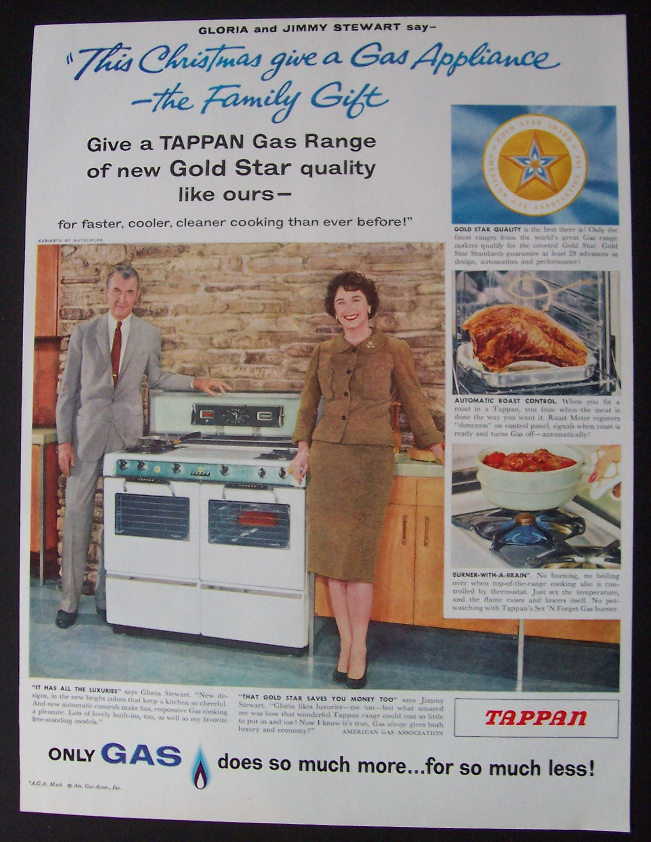 1959  Tappan Gas Range  with  Gloria  & Jimmy  Stewart
