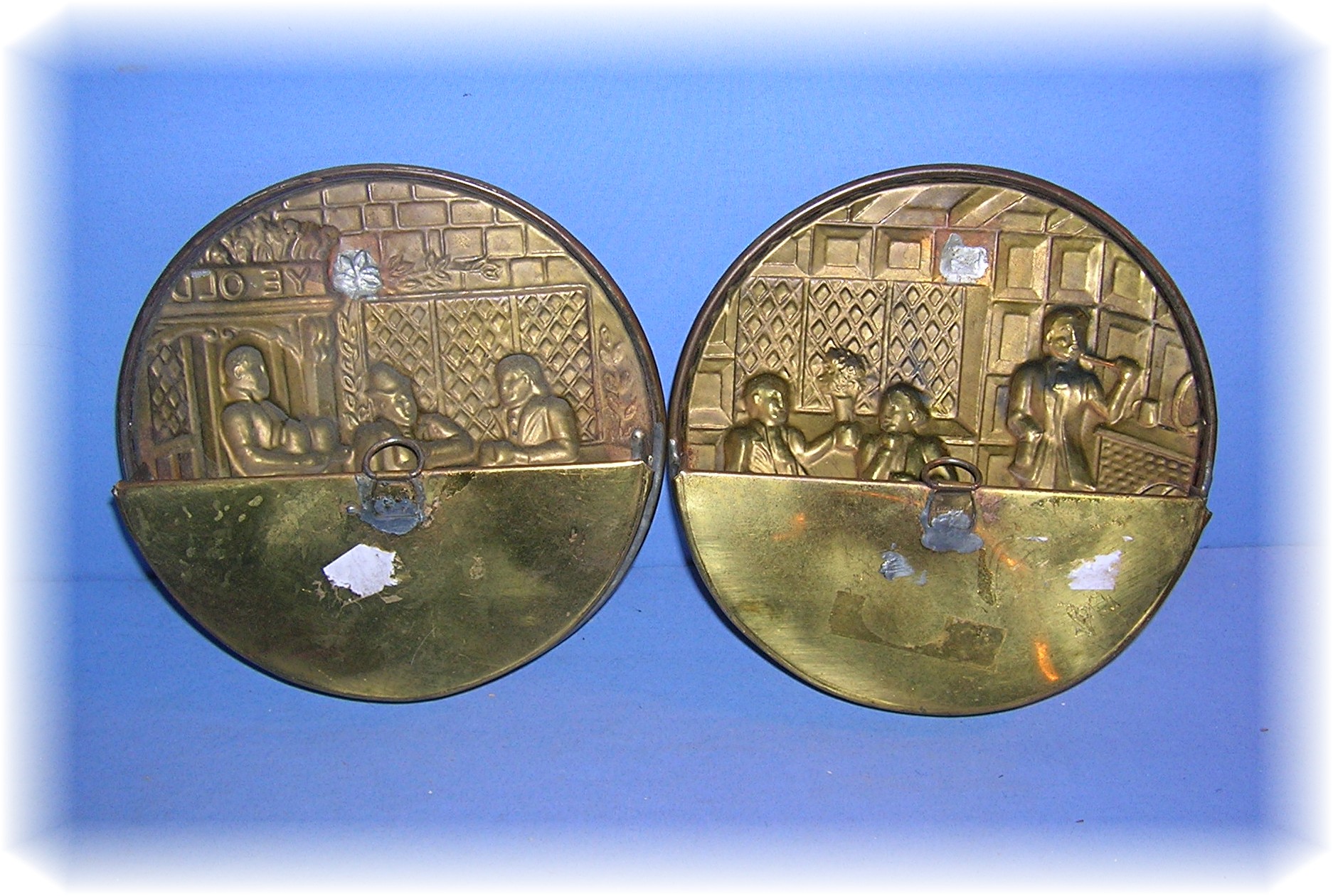 2 BrassWall Plaques Flower Holders Made In England