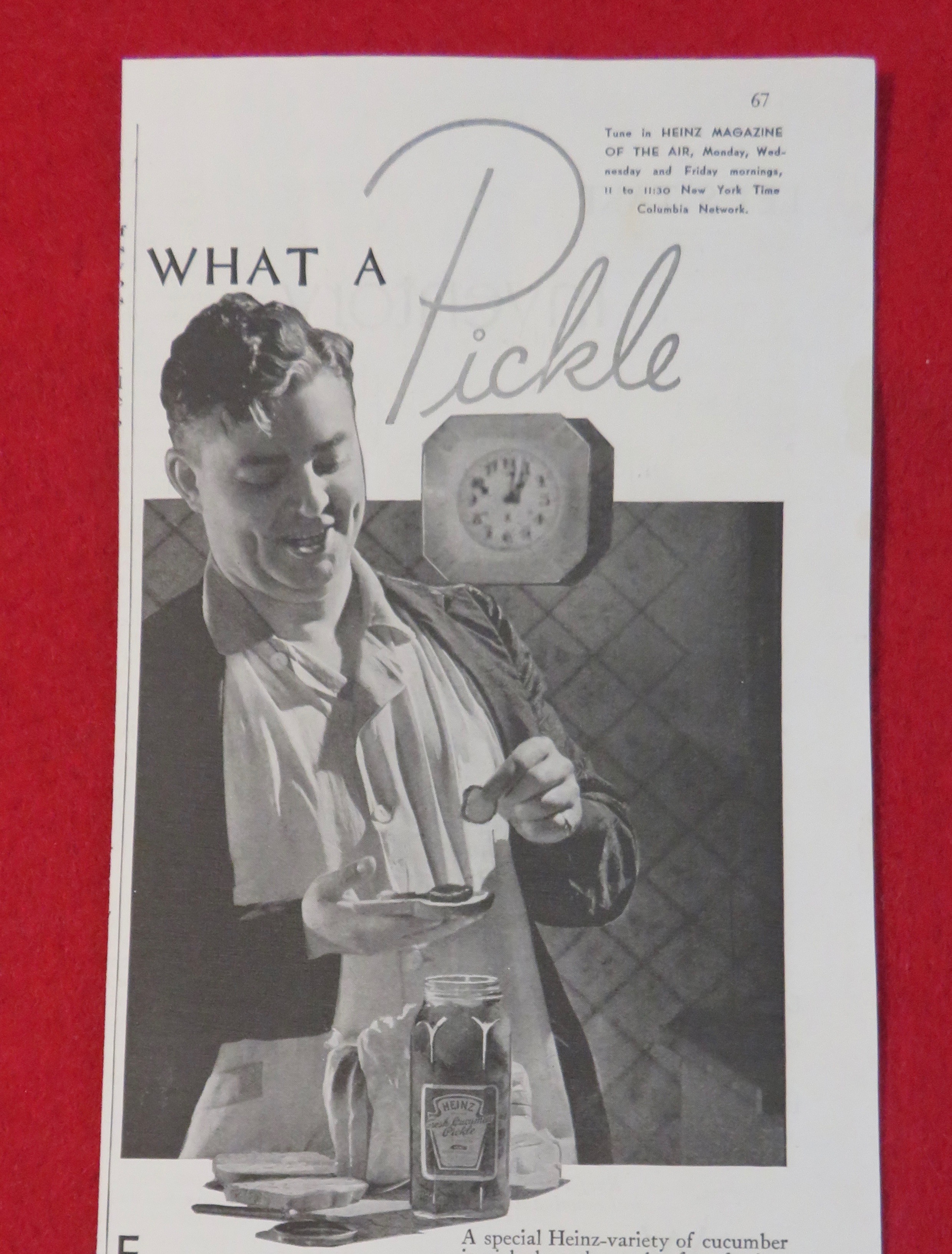1936 Heinz Pickles with Man Putting Pickles On Sandwich