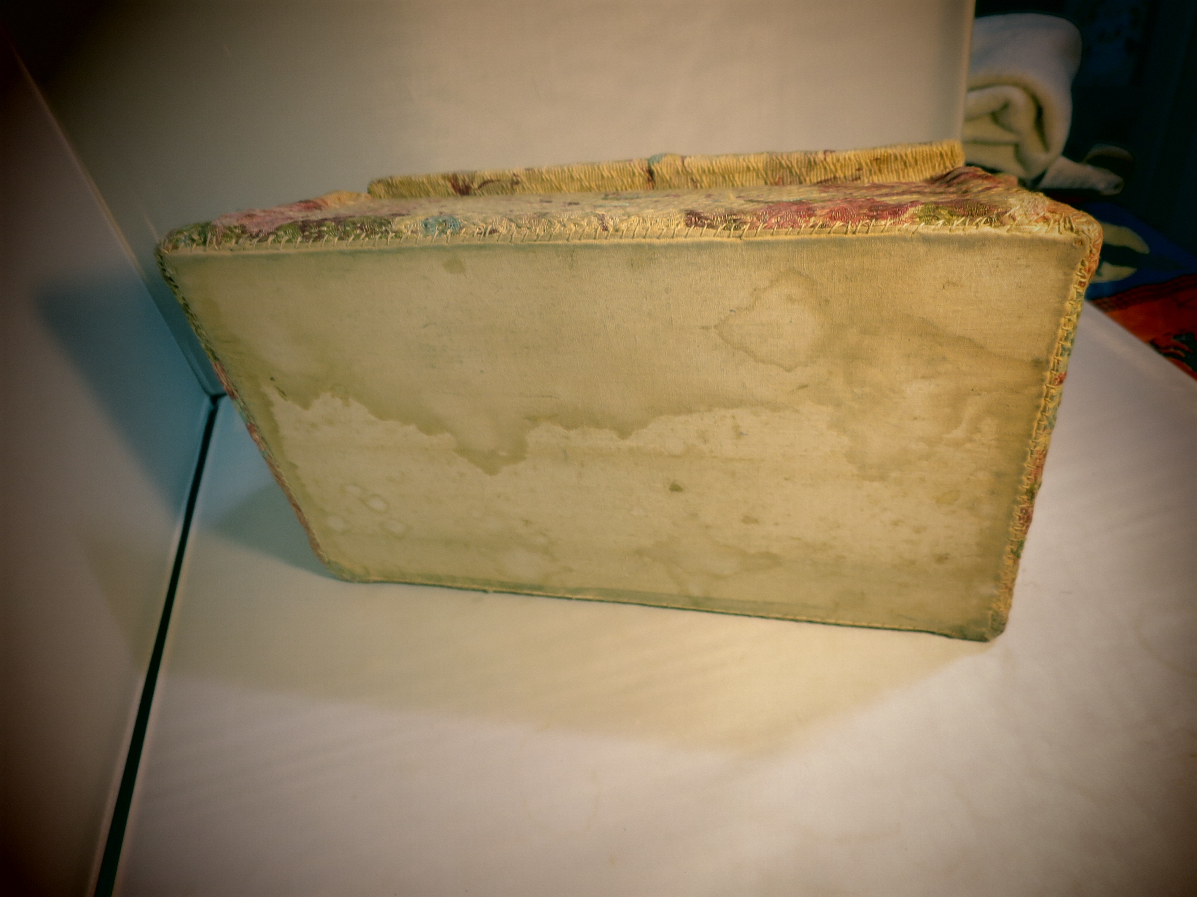 Vintage Sewing Box Couch Floral Barkcloth Upholstery