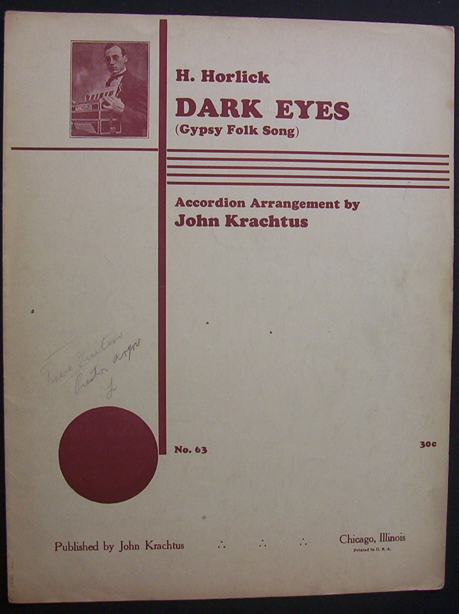 Sheet Music For H. Horlick Dark Eyes (Gypsy Folk Song)