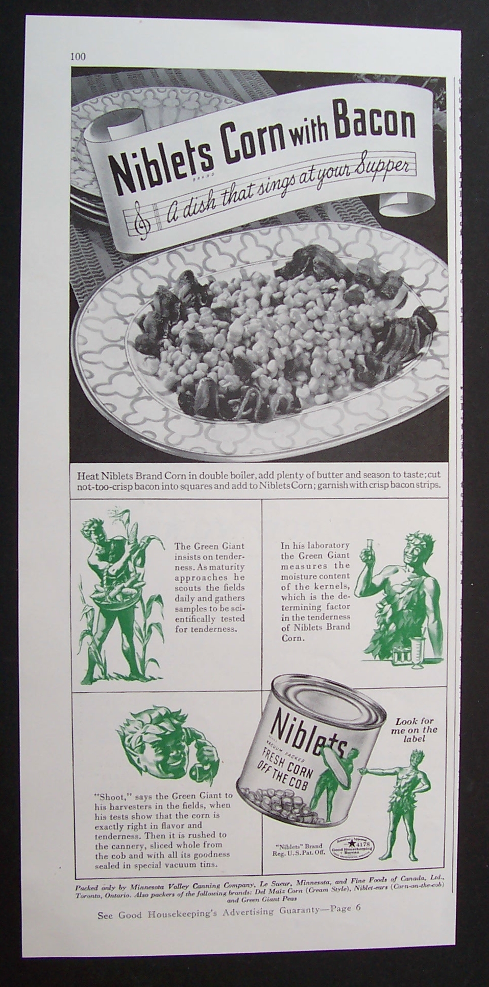1940 Niblets Corn With Bacon