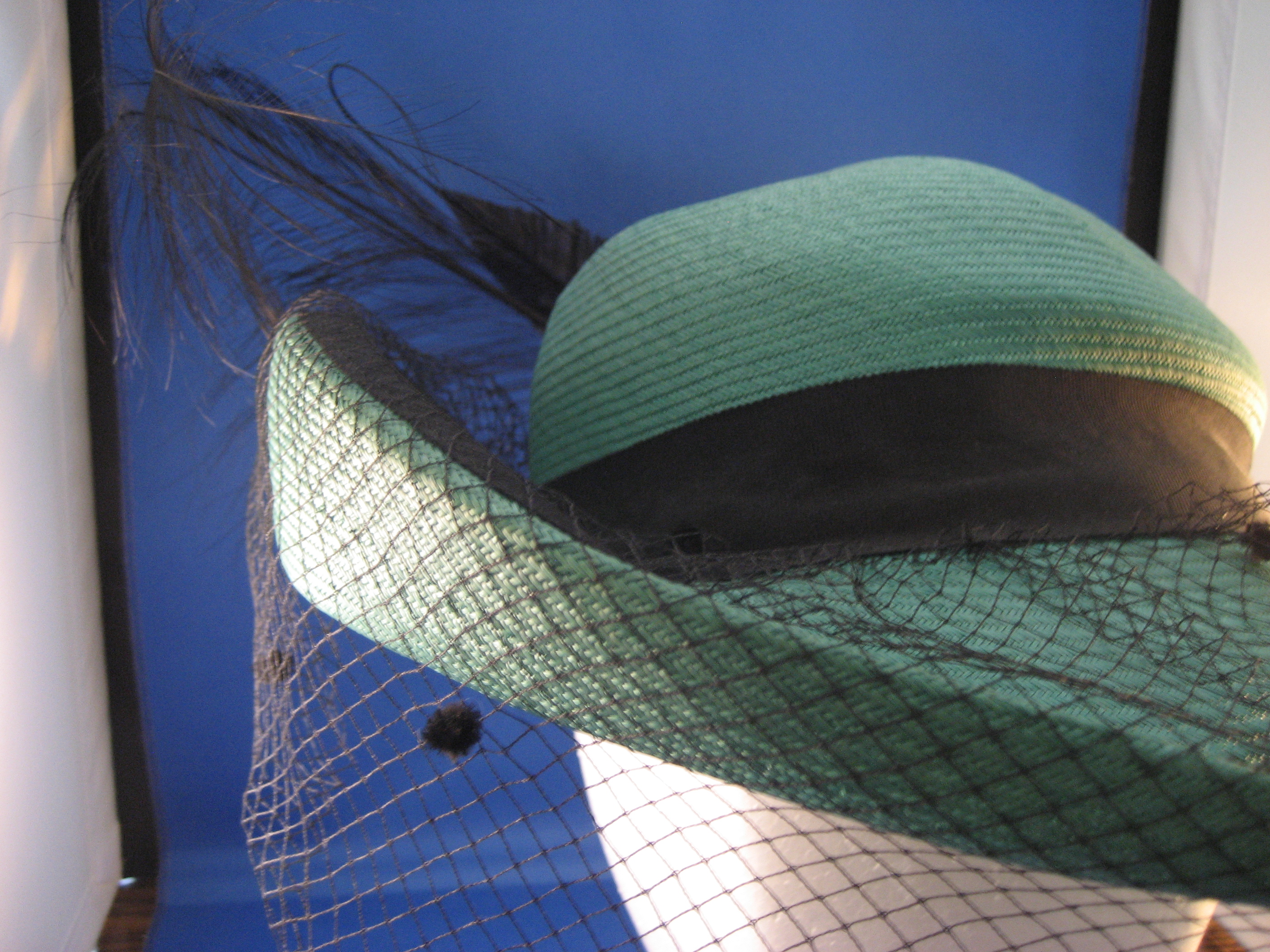 Adolfo II Green Straw and Net Hat